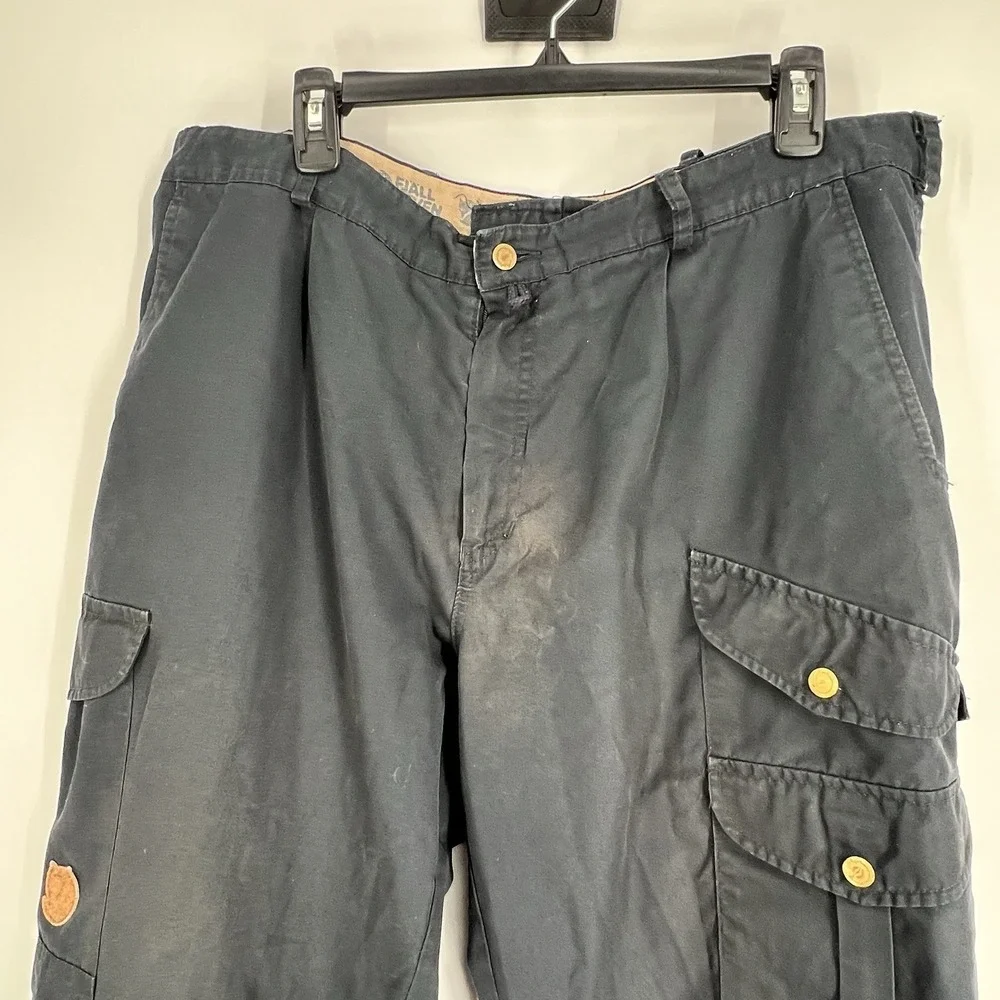 Fjallraven Pants Mens 38x30 Dark‎ Blue G-1000 Cargo Hiking Outdoor